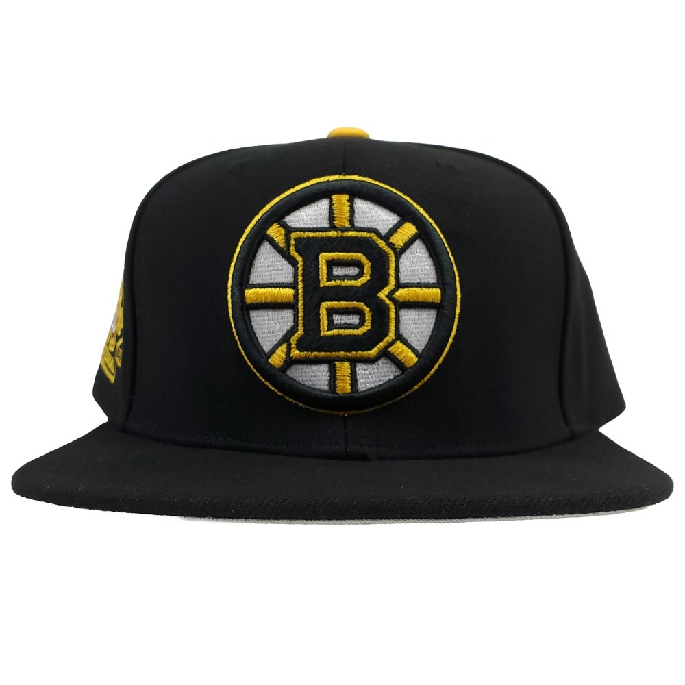 Boston Bruins Mitchell & Ness NHL Snapback Hat‎ Cap 3D Logo Lining Print Art NWT